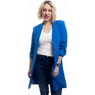 Italy fashion dámské dlouhé sako SCARLET královsky modrá – Zboží Dáma