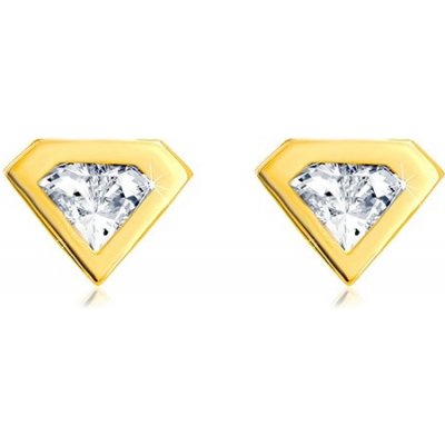 Šperky eshop náušnice ze zlata broušený zirkon se zlatým lemem motiv diamantu GG19.31 – Zbozi.Blesk.cz