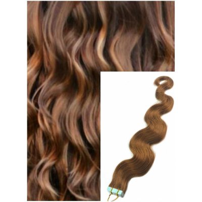 Vlnité vlasy k prodloužení tape in 60 cm 40 ks SVĚTLE HNĚDÉ – Zboží Dáma