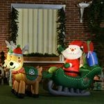 HOMCOM Nafukovací Santa Claus na saních se sobem a LED světlem 125 cm vícebarevný – Hledejceny.cz
