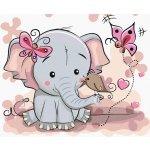 Diamondi Diamantové malování MALÝ SLON S MOTÝLI 40 x 50 cm vypnuté plátno na rám – Zboží Mobilmania