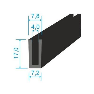 00535190 Pryžový profil tvaru "U", 17x7,8/4mm, 60°Sh, EPDM, -40°C/+100°C, černý – Zboží Mobilmania