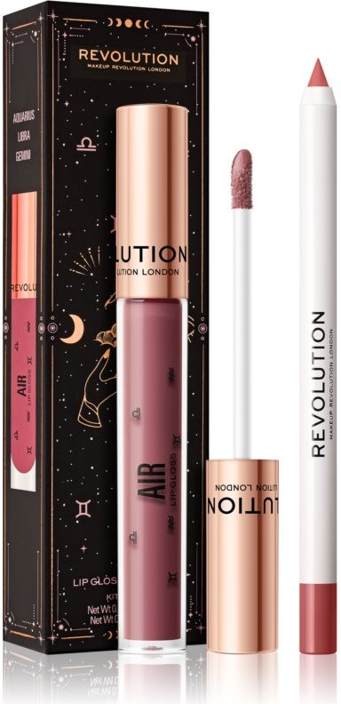 Makeup Revolution London Fantasy Lip Kit odstín Fire lesk na rty Fantasy Lip Gloss 3 ml + konturovací tužka na rty Fantasy Lip Liner 1 g Fire dárková sada