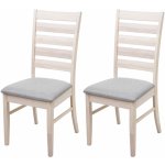 Mendler sada 2 jídelních židlí HWC-G47, kuchyňská židle židle, látka/textil masiv světlý rám, šedá barva – Zboží Mobilmania