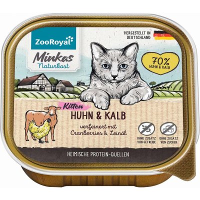 ZooRoyal Minkas Naturkost Kitten kuře a telecí maso s brusinkami 16 x 100 g – Sleviste.cz