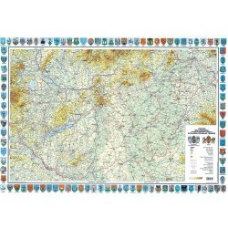 Nástěnné mapy Topo Map Maďarsko - obecně zeměpisná nástěnná mapa s erby 122 x 85 cm Varianta: bez rámu v tubusu, Provedení: laminovaná mapa v lištách