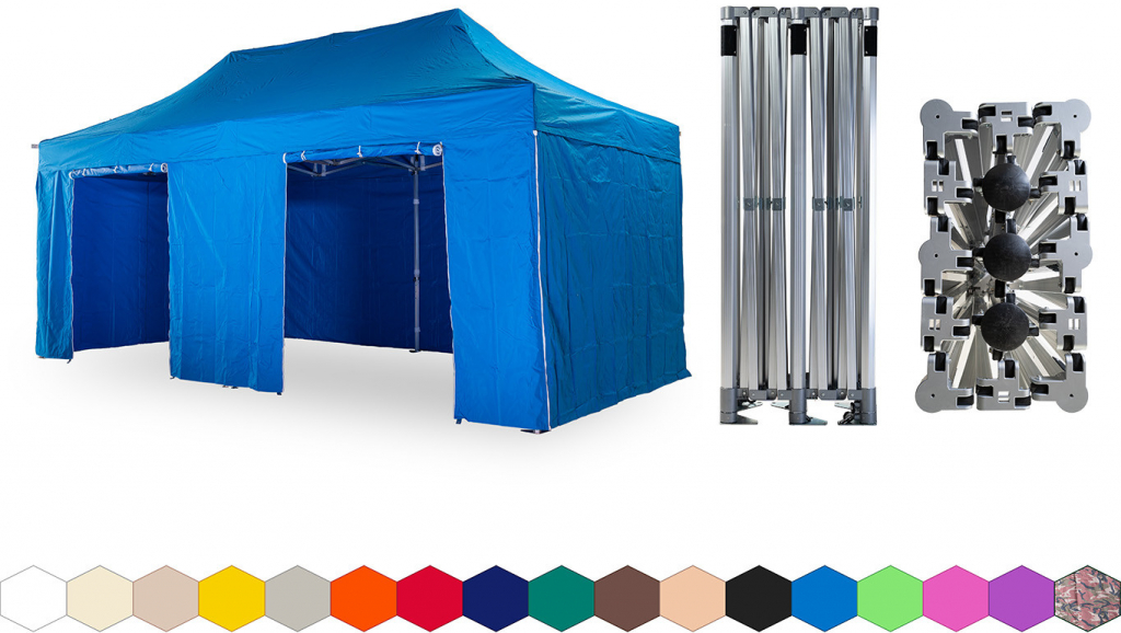 TENTino BIG HEXAGON EXTREME 3x6 m 12A SVĚTLE MODRÁ 6 noh