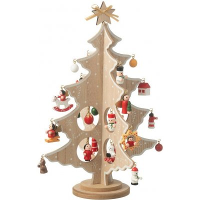 J-Line by Jolipa Dřevěný skládací stromek s ozdobami Christmas Tree - Ø 20*25 cm - J-Line by Jolipa – Hledejceny.cz