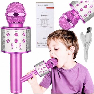 Mikrofon Stator Růžový Karaoke Bluetooth reproduktor