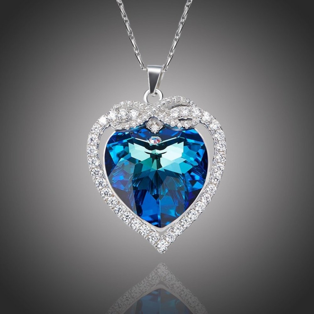 Éternelle Exkluzivní náhrdelník Swarovski Elements Eternal Love - srdíčko,  Tmavě modrá NH1063 | Srovnanicen.cz