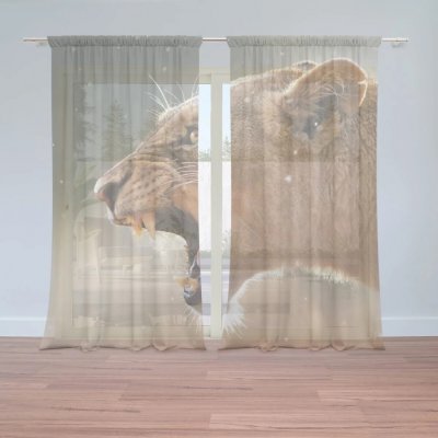 Sablio Záclony Rozzuřená lvice: 2ks 150x250cm – Zboží Mobilmania