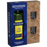 Becherovka 38% 0,7 l (dárkové balení 2 sklenice) – Zboží Dáma