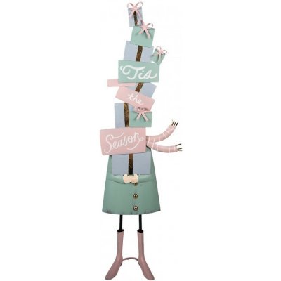 Kouzelná vánoční kovová dekorace – Postavička s věží dárků - 28*14*90 cm - Clayre & Eef – Hledejceny.cz