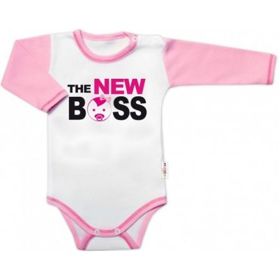 Baby Nellys Body dlouhý rukáv s vtipným textem Baby Nellys The New Boss holka – Zboží Mobilmania