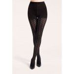 Žakárové punčocháče Cashmir 200 DEN pletený vzor černé – Zboží Dáma