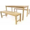 Zahradní sestava Divero 47269 Zahradní set lavic a stolu neošetřené týkové dřevo 150 cm