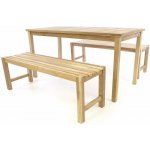 Divero 47269 Zahradní set lavic a stolu neošetřené týkové dřevo 150 cm – Zbozi.Blesk.cz