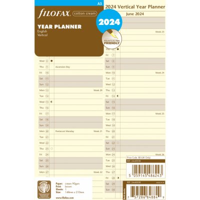 Filofax Plánovací Kalendář 2024 A5 vertikál krém – Zboží Živě