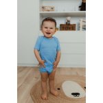 Dětské body z merino vlny bavlny a hedvábí Cosilana s krátkým rukávem modrý melír – Hledejceny.cz