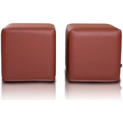 TiaHome Sedací vak taburetka Block kostka světle hnědá ekokůže – Zbozi.Blesk.cz