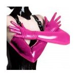 Fetish wet-look dlouhé prstové rukavice Rose red wet-look 10078 X625 – Zboží Dáma