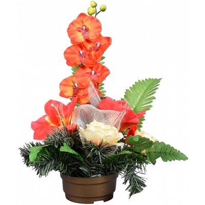 Nohel Garden Květina RŮŽE S ORCHIDEJÍ PODZIM aranžmá v misce 39cm – Hledejceny.cz