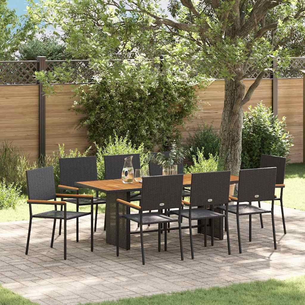 Omaxi 455512 Zahradní jídelní souprava 9 pcs Černá, hnědá 190 x 80 x 75 cm