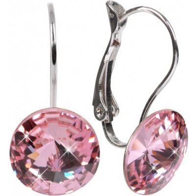 Swarovski Elements Rivoli stříbrné visací růžové kulaté 31106.3 Light Rose růžová světlá