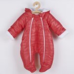 NEW BABY Zimní kojenecká kombinéza s kapucí a oušky New Baby Pumi red raspberry – Zboží Mobilmania