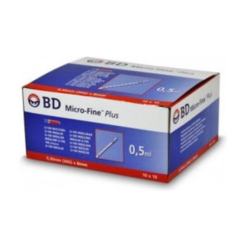 BD Inzulin.stříkačky 0,5 ml 30 G x 8 mm U -100 100 ks