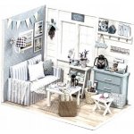 KIK Dřevěný domeček pro panenky obývací pokoj LED DIY model 3016 – Zbozi.Blesk.cz