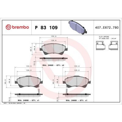 BREMBO P 83 109 Sada brzdových destiček, kotoučová brzda (P83109) – Hledejceny.cz