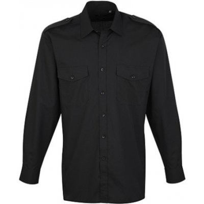 Premier Workwear Unisex pilotní košile s dlouhým rukávem PR210 black
