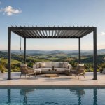 Avenberg Hliníková bioklimatická pergola s lamelami 4 x 4 m antracit Za23141 – Zboží Dáma