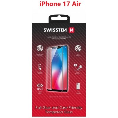 Swissten tvrzené Full Glue Color pro Apple iPhone 17 Air černé 141037 – Zboží Živě