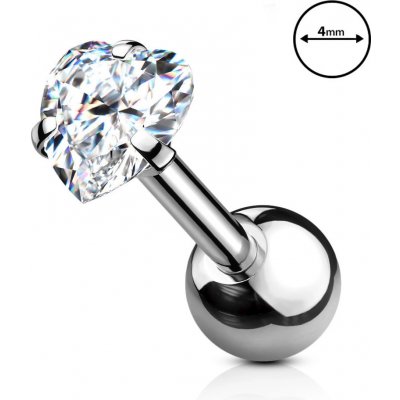 Šperky eshop piercing z oceli do tragu čirý srdíčkovitý zirkon délka W29.39 – Hledejceny.cz