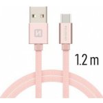 Swissten 71521205 USB 2.0 typ A na C, USB 2.0, zástrčka A - zástrčka C, opletený, 1,2m, růžovo-zlatý – Zbozi.Blesk.cz