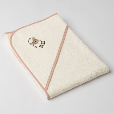 Veba LOTA osuška s kapucí jasmínová s výšivkou Huňatý beránek béžová lemovka 75 x 75 cm – Zboží Dáma