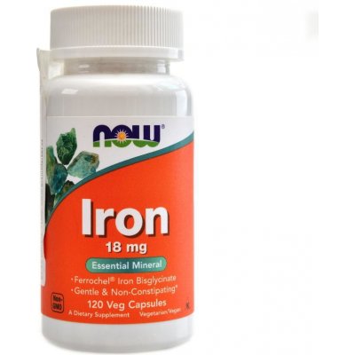 Now Foods Iron Ferrochel železo chelát 18 mg 120 veg.kapslí