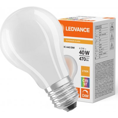 LEDVANCE LED žárovka LED A60 E27 4.2W = 40W 470lm 2700K Teplá Bílá FILAMENT stmívatelné – Hledejceny.cz