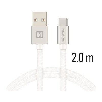 Swissten 71521303 USB/USB-C, 2m, stříbrný – Zboží Mobilmania