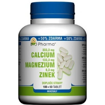 Bio Pharma Calcium 333mg+Magnezium 133mg+Zinek 8mg 100+50 tablet – Hledejceny.cz
