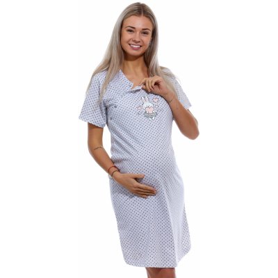 Šedá puntíkatá těhotenská a kojící košile ZAMILOVANÝ ZAJÍČEK KRÁLÍČEK UŠÁČEK 1C3472 šedá – Zboží Mobilmania