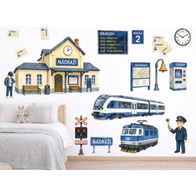 Nalepte.cz České nádraží samolepky na zeď pro kluky arch 157 x 130 cm – Hledejceny.cz
