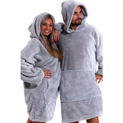 Huňatý župan klokaní mikina pro ženy i muže. Oversize 1Z1379 šedá – Hledejceny.cz