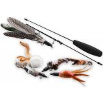 Akinu udice pro kočky s pírky přírodní set 90 cm – Zboží Dáma