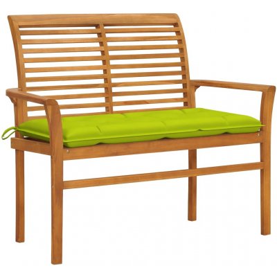 Petromila Zahradní lavice s jasně zelenou poduškou 112 cm masivní teak – Zboží Mobilmania
