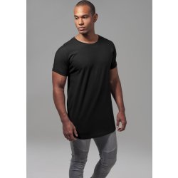 Urban Classics Prodloužené bavlněné triko s ohrnutými rukávy Černá