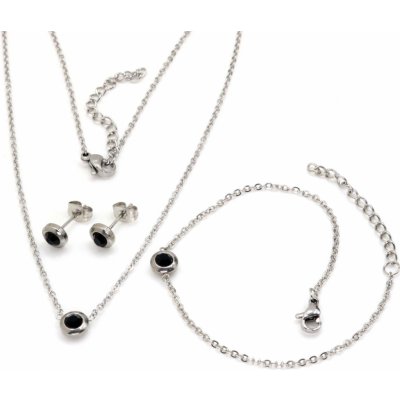 Linda's Jewelry sada šperků černá Circle chirurgická ocel IS073 – Zboží Dáma