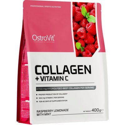 Ostrovit Collagen + vitamin C malinová limonáda s mátou 400 g – Hledejceny.cz